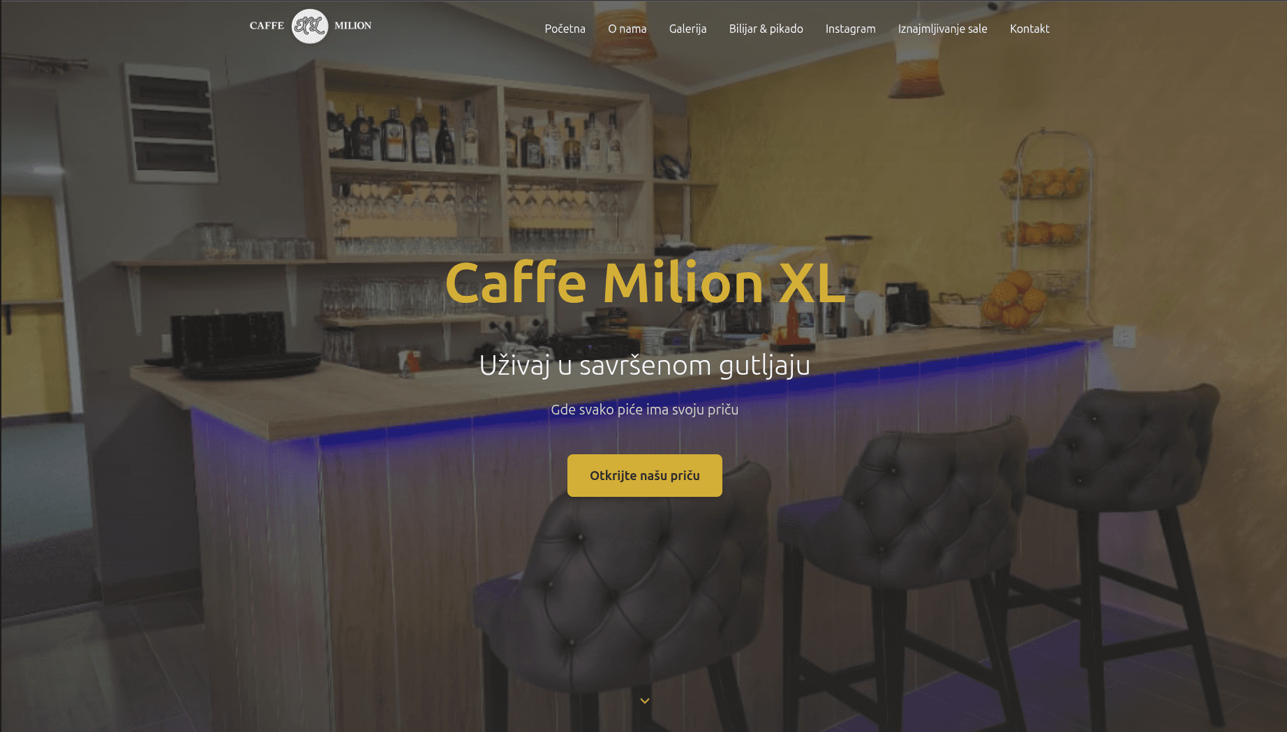 Snimak ekrana sajta Caffe Milion XL